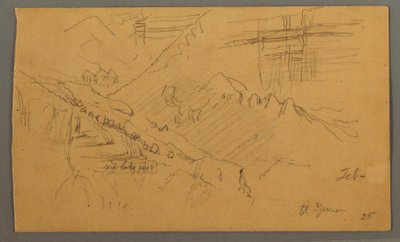 Tekening, Hillside, februari 1869  door Frederic Edwin Church