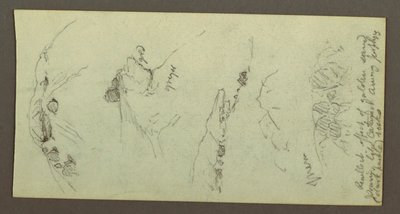 Tekening, Heuveltoppen met keien, mogelijk 1868 door Frederic Edwin Church