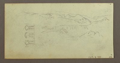 Tekening, Paard, figuur van achteren, bomen, mogelijk 1868 door Frederic Edwin Church