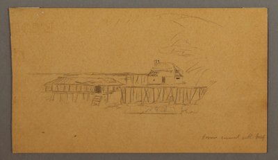 Tekening, Huis en dok, mogelijk 1859 door Frederic Edwin Church