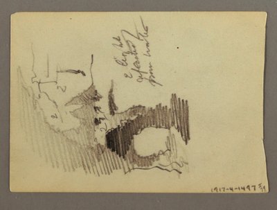 Tekening, Huizen op heuveltop, mogelijk 1868-69 door Frederic Edwin Church