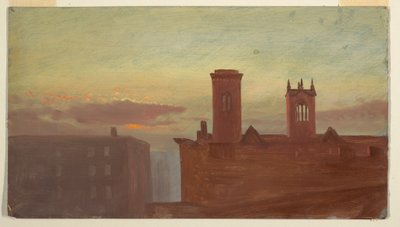 Tekening, Housetops/Hudson, ca. 1867 door Frederic Edwin Church