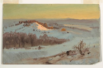 Tekening, Hudson-vallei, New York in de winter, 1869-70 door Frederic Edwin Church