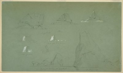 Tekening, IJsbergen, 7 en 9 juli 1859 door Frederic Edwin Church