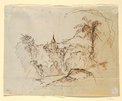 Tekening, Fantasielandschap, 1865-66 door Frederic Edwin Church