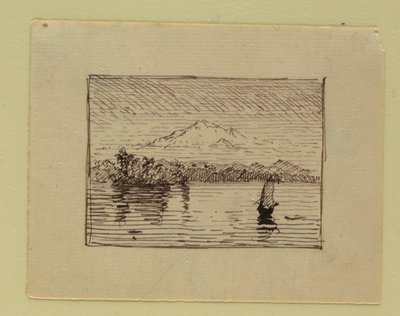 Tekening, Fantasielandschap, ca. 1850 door Frederic Edwin Church