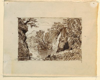 Tekening, Fantasielandschap met, ca. 1870-73 door Frederic Edwin Church