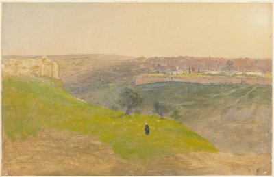 Tekening, Jeruzalem vanaf de Olijfberg, maart 1868 door Frederic Edwin Church