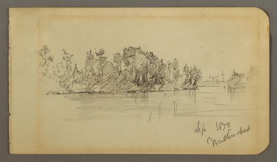 Tekening, Meer en beboste oever, 1878 door Frederic Edwin Church