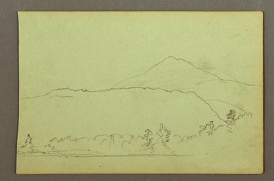 Tekening, Meer, heuvelbereik, mogelijk 1856 door Frederic Edwin Church