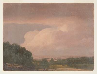 Tekening, Landschap (mogelijk Hudson-vallei), 1860-70 door Frederic Edwin Church