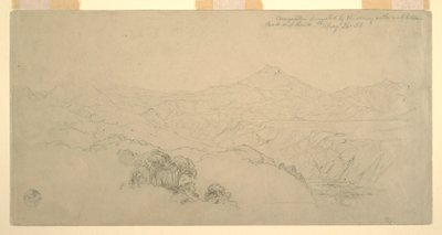 Tekening, Landschappelijke compositie: Gesuggereerd door het landschap op de weg tussen Paso, Colombia en Quito, Ecuador, 26 augustus 1853 door Frederic Edwin Church
