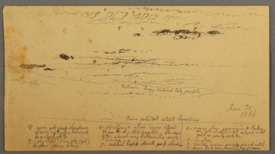 Tekening, Landschapsschets, Hudson Valley, New York, 30 juni 1866 door Frederic Edwin Church