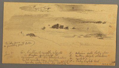 Tekening, Landschapsschets, Hudson Valley, New York, 30 juni 1866 door Frederic Edwin Church