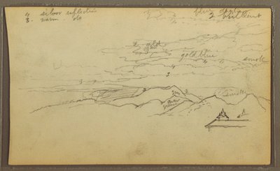 Tekening, Landschap; Verso: Boot, Botanische Schetsen, 1857 door Frederic Edwin Church