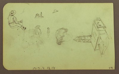 Tekening, Landschap; Verso: Persoon/Personen, Kerk, 1883 door Frederic Edwin Church
