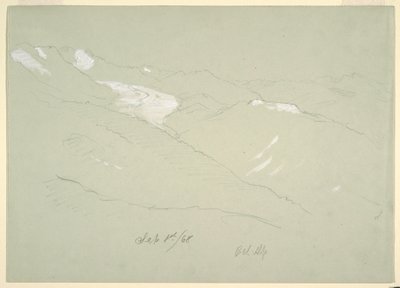 Tekening, Landschap in de Berner bergen, bij Bel Alp, Zwitserland, september 1868 door Frederic Edwin Church