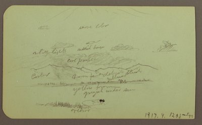 Tekening, Landschap met kerk; Verso: Landschap, 1883 door Frederic Edwin Church