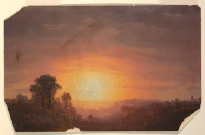 Tekening, Landschap met zonsondergang, 1860-70 door Frederic Edwin Church