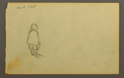 Tekening, Meisje met muts van achteren, 1845 door Frederic Edwin Church