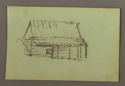 Tekening, blokhut, mogelijk 1856 door Frederic Edwin Church