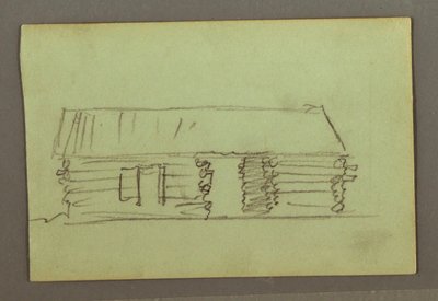 Tekening, blokhut, mogelijk 1856 door Frederic Edwin Church