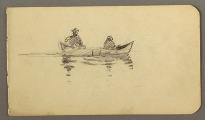 Tekening, Man en vrouwen in kano, mogelijk 1878 door Frederic Edwin Church