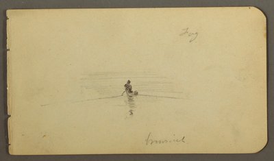 Tekening, Man in kano, mogelijk 1878 door Frederic Edwin Church