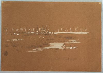 Tekening, Moerassig landschap bij Millinocket, 20 september 1878 door Frederic Edwin Church