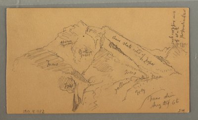 Tekening, Middeleeuws Kasteel, Huis Cascade, 24 augustus 1868 door Frederic Edwin Church