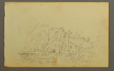Tekening, Molen omringd door bomen, 1845 door Frederic Edwin Church