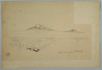 Tekening, Mount Chimborazo, Uitzicht vanuit Riobamba, Ecuador, juli 1857 door Frederic Edwin Church