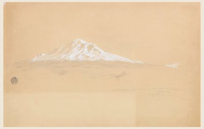 Tekening, Mount Chimborazo vanuit het huis van Senior Pablo Bustamante, Riobamba, Ecuador, 14 juli 1857 door Frederic Edwin Church