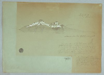 Tekening, berg Iliniza, Ecuador, 3 juli 1857 door Frederic Edwin Church