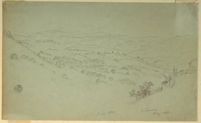 Tekening, Berglandschap, Jamaica, 1865 door Frederic Edwin Church