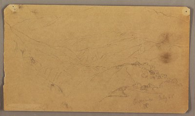 Tekening, Berglandschap, Jamaica, West-Indië, juli 1865 door Frederic Edwin Church
