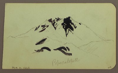 Tekening, Berglandschap, Taluca, Figuur; Verso: Popocatapetl, 1883 door Frederic Edwin Church