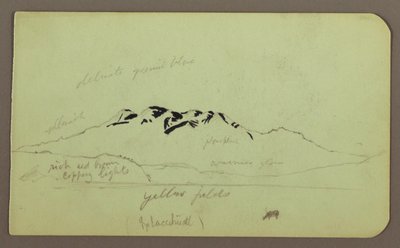 Tekening, Berglandschap, "De Itaccihuatl"; Verso: Bergtoppen, 1883 door Frederic Edwin Church