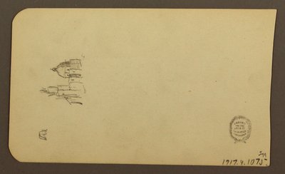 Tekening, Berglandschap; Verso: Kerk met koepel, april 1885 door Frederic Edwin Church