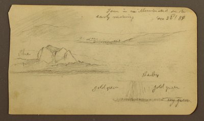 Tekening, Berglandschappen; Verso: Bergflank, Tocatecas, 22 december 1884 door Frederic Edwin Church