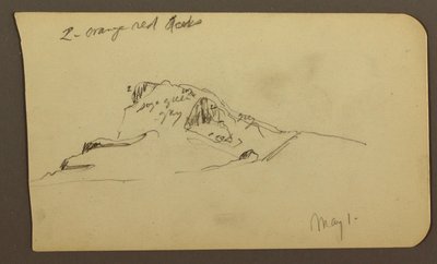 Tekening, Mountain Peak; Verso: Rugged Range, 1 mei 1885 door Frederic Edwin Church