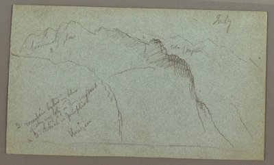 Tekening, Bergtoppen, juli mogelijk 1868 door Frederic Edwin Church