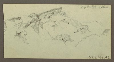 Tekening, Bergtoppen, mogelijk 1868 door Frederic Edwin Church