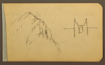Tekening, Mountain Side, torentje; Verso: Mountain Side, 1889 door Frederic Edwin Church