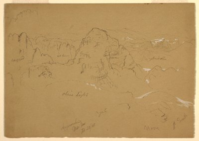 Tekening, Berg, Wady el-Arabah, 23 februari 1868 door Frederic Edwin Church