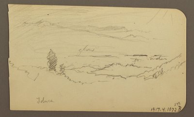 Tekening, Berglandschap, Toluca; Verso: Berg, Toluca, 20 april 1885 door Frederic Edwin Church