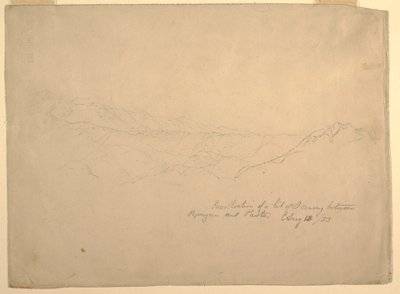 Tekening, Berglandschap tussen Popayan en Pasto, Colombia, 13 augustus 1853 door Frederic Edwin Church