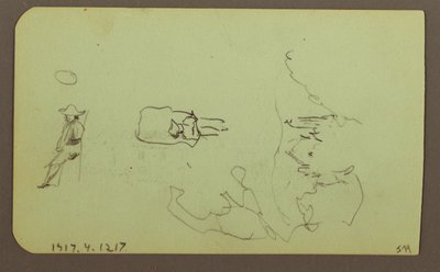 Tekening, Bergen, Kerk; Verso: Figuren, Kerk, 1883 door Frederic Edwin Church
