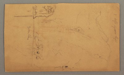 Tekening, Mountains Rising Above Lake, juli mogelijk 1868 door Frederic Edwin Church