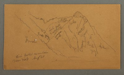Tekening, Bergen van Wallis, Pennine Alpen, augustus 1868 door Frederic Edwin Church